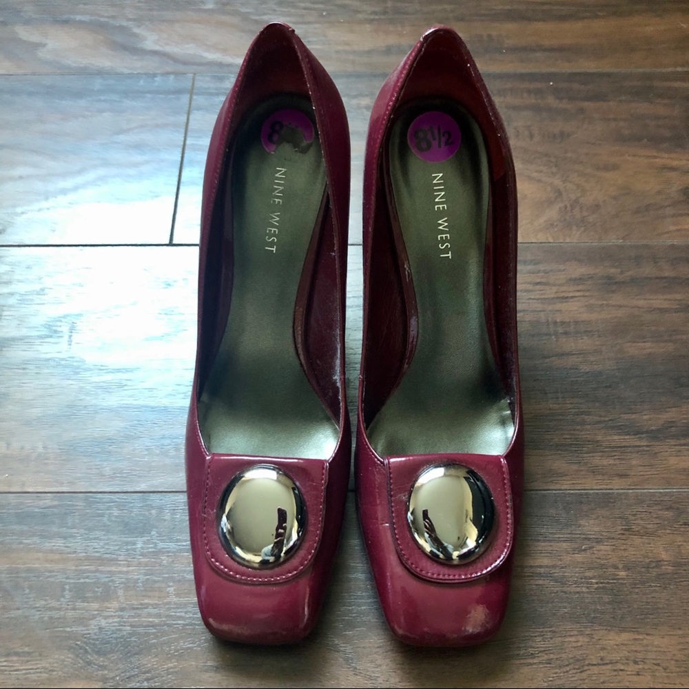NINE WEST SQUARE TOE PUMPS, Sz 8.5